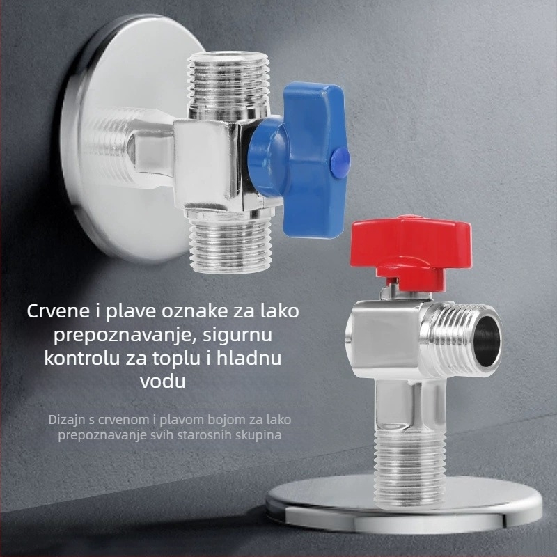 Bakreni kutni ventil velikog protoka, 20 mm unutarnji promjer, ugradnja u zid, za WC, bojler i zidni kotao
