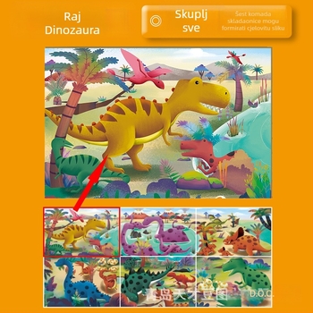 Ploški papirnati slagalica za djecu 4–6 godina, obrazovan set s temom dinosaurusa, pakiran u mrežastu vrećicu