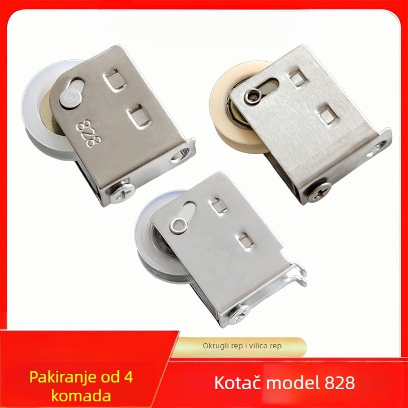 Kotač za klizna vrata, model 828, metalni okvir, tih donji valjak, set od 4 komada