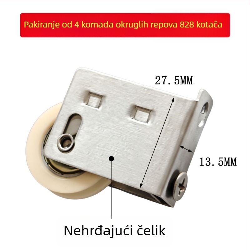 Kotač za klizna vrata, model 828, metalni okvir, tih donji valjak, set od 4 komada