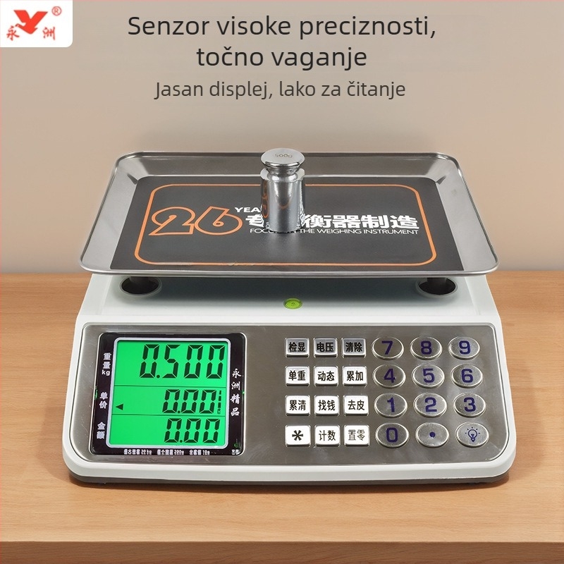 Yongzhou 768 Precizna elektronička vaga za cijene za komercijalnu upotrebu, raspon mjerenja 1 g–30 kg, elektroničko mjerenje, napajanje putem baterije ili struje
