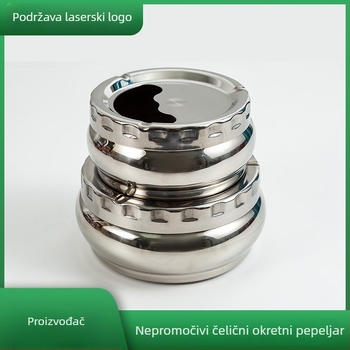 Nehrđajući čelični pepelnjak s poklopcem i rotirajućim brtvom, dekorativan za dom i ured
