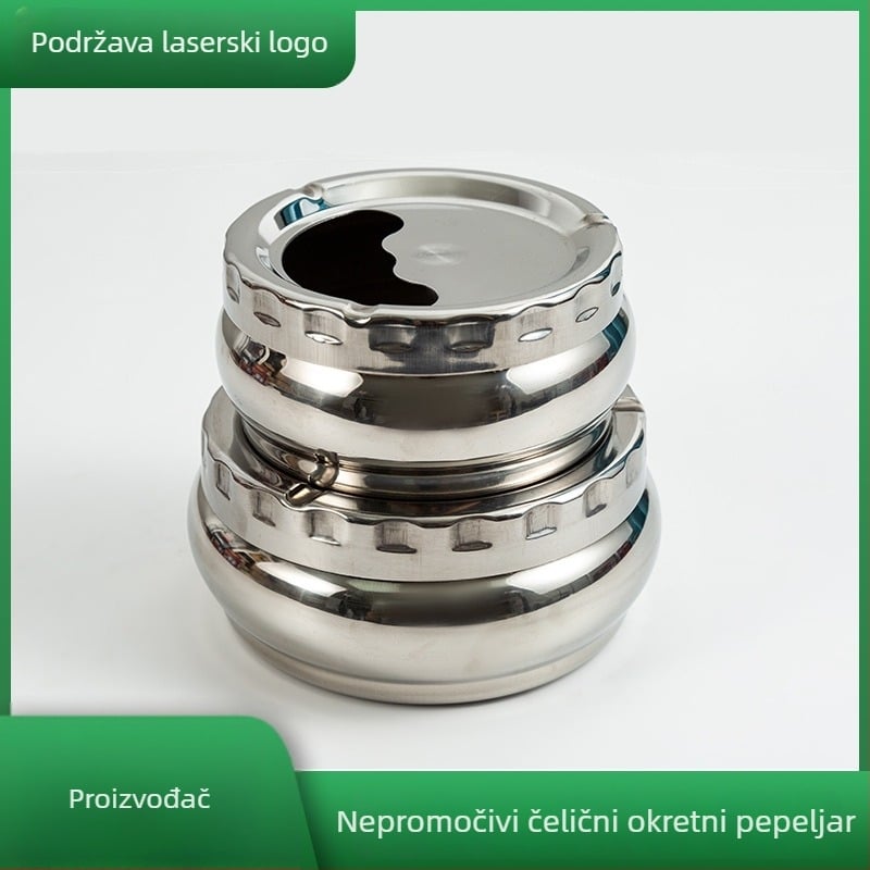 Nehrđajući čelični pepelnjak s poklopcem i rotirajućim brtvom, dekorativan za dom i ured