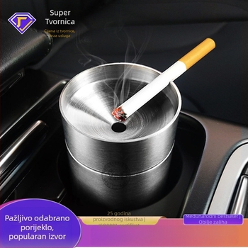 Auto pepelnik od nehrđajućeg čelika 304 s prilagodljivim logom — dekorativan, za zbirku i skladištenje; jednostavan stil.