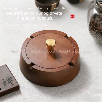 Drveni pepeljara s poklopcem za kućnu upotrebu, kreativni kineski stil, moguć ispis logotipa, kutija 100 kom., višekratna upotreba, bez prilagodbe