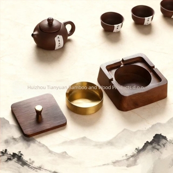 Drveni pepeljara s poklopcem za kućnu upotrebu, kreativni kineski stil, moguć ispis logotipa, kutija 100 kom., višekratna upotreba, bez prilagodbe