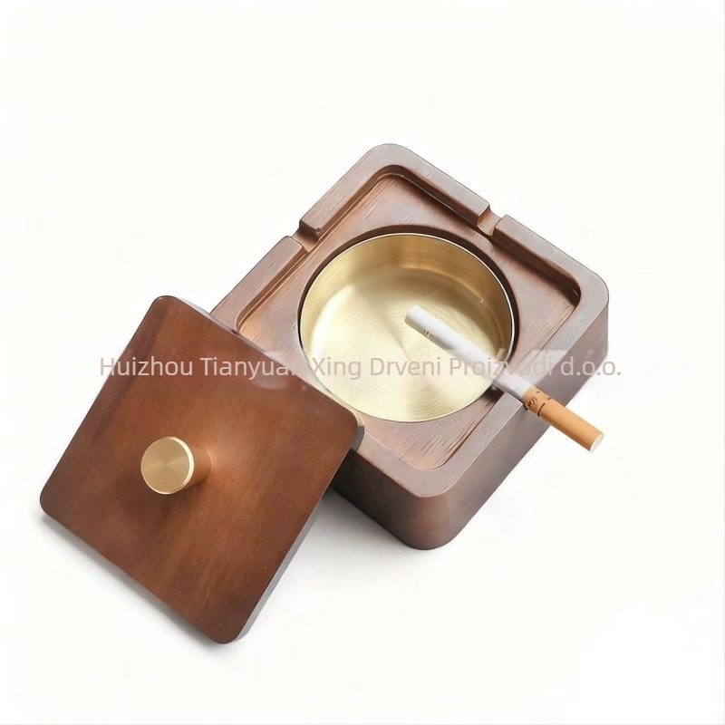 Drveni pepeljara s poklopcem za kućnu upotrebu, kreativni kineski stil, moguć ispis logotipa, kutija 100 kom., višekratna upotreba, bez prilagodbe