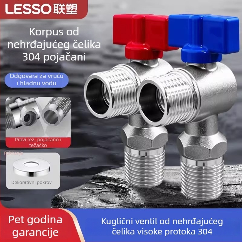 LS0013005 Kuglasta ventila od 304 nehrđajućeg čelika, kutni ventil s punim protokom, veliki protok, model LS0013005, prikladan za WC, bojler i slavine