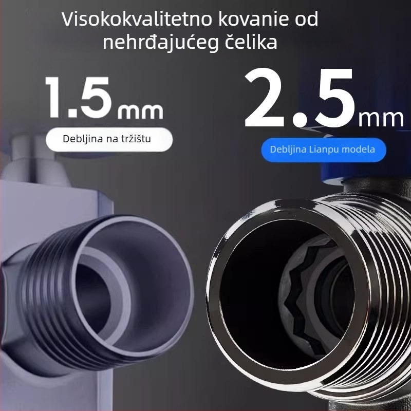 LS0013005 Kuglasta ventila od 304 nehrđajućeg čelika, kutni ventil s punim protokom, veliki protok, model LS0013005, prikladan za WC, bojler i slavine