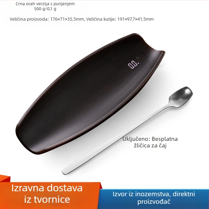 Vaga za čaj DH-C03, elektronička precizna vaga za čaj, kapacitet 500 g, dimenzije 176 × 71 × 35,5 mm, USB punjenje, prijenosna, višefunkcionalna