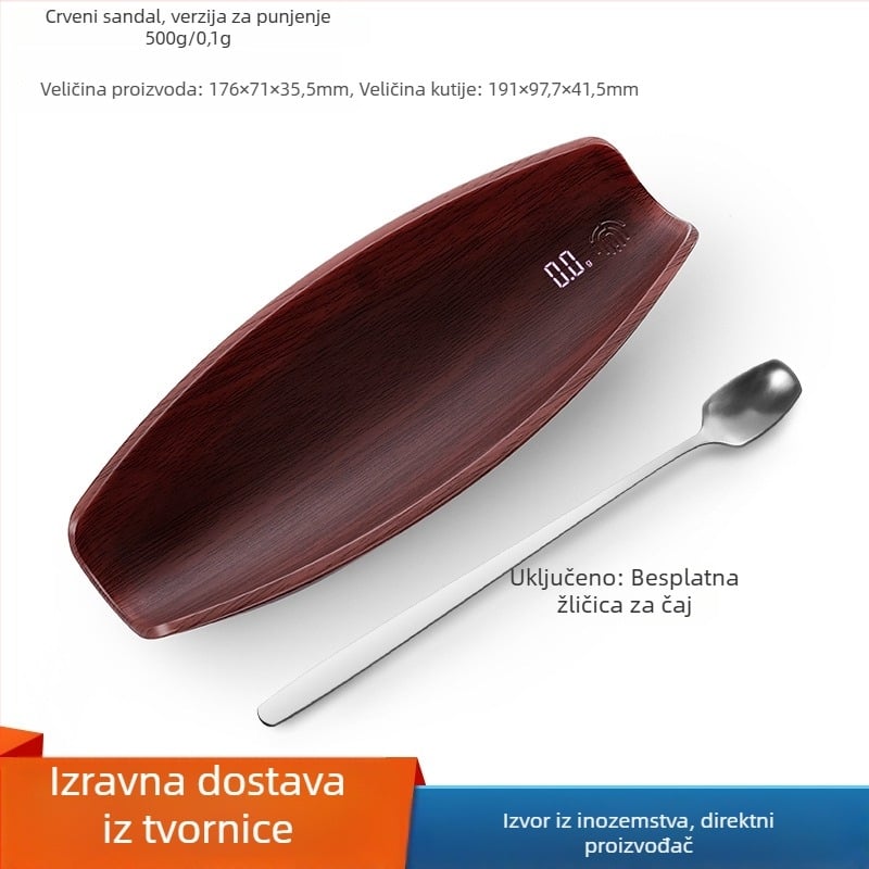 Vaga za čaj DH-C03, elektronička precizna vaga za čaj, kapacitet 500 g, dimenzije 176 × 71 × 35,5 mm, USB punjenje, prijenosna, višefunkcionalna