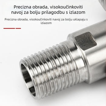 Kutni ventil za WC s filtrom, od nehrđajućeg čelika 304, navoj, ulaz 20 mm, visok protok