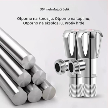 Nehrđajući čelični kutni ventil za WC i bojler, Ø4 mm otvor, radni tlak 1,2 MPa, model LS012001