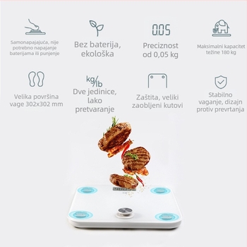 Samopunapajajuća vaga za hotelske sobe, nosivost 180 kg, točna digitalno-mehanička vaga