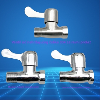 Vratni ventil s unutarnjim i vanjskim navojem, za slavine, cinkova legura, navojno spojenje, model: 4 Internal and External Teeth Straight Valve, radni tlak 0.8 MPa