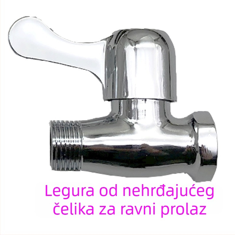 Vratni ventil s unutarnjim i vanjskim navojem, za slavine, cinkova legura, navojno spojenje, model: 4 Internal and External Teeth Straight Valve, radni tlak 0.8 MPa