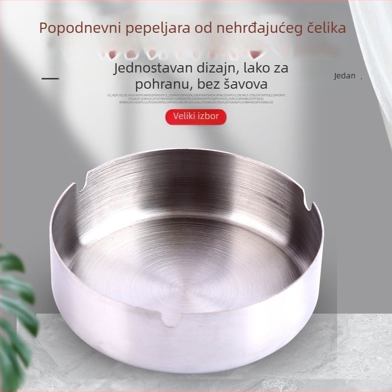 Pepeljara od nehrđajućeg čelika, okrugla, s otisnutim logom; Novi kineski stil, pogodna za poklon (Materijal: nehrđajući čelik; Logo: otisnut; Stil: Novi kineski stil; Pakiranje: 100; Pogodno kao dar: za useljenje, sajmovi, PR događaji)