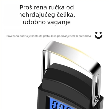 LB-A08 prijenosna elektronička vaga za prtljagu, precizno mjerenje u gramima; raspon mjerenja 50 kg; elektroničko mjerenje; napajanje s 2x AAA baterije.