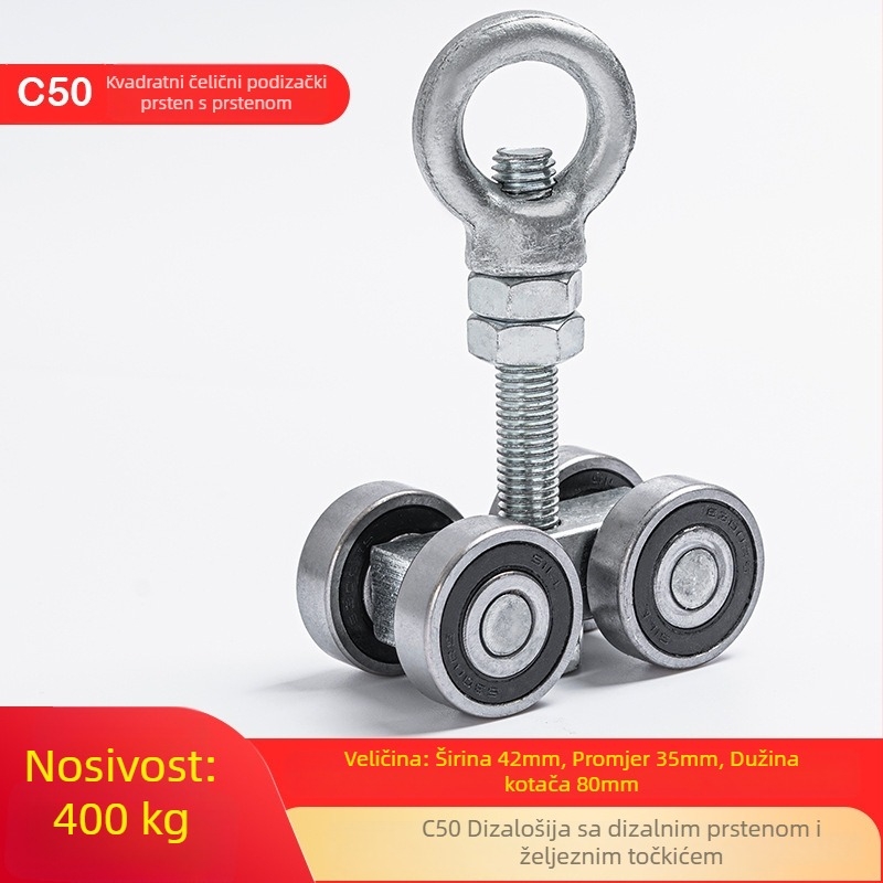 Teška industrijska kolotnica za klizna vrata s nosivošću 450 kg; vanjski promjer 35 mm; promjer osovine 35 mm; radijus kanala za užad 35 mm; debljina zida 11 mm; stil 35
