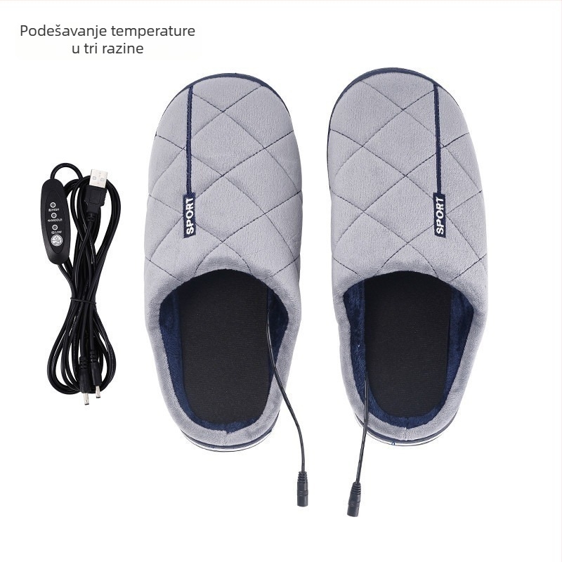 USB grijane papuče s regulacijom temperature za zimsko uredsko korištenje