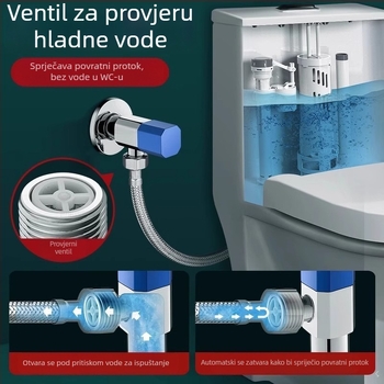 Kutni ventil za WC s antivratnim ventilom, navođeni spoj, cinkova legura, jednostrani ventil za dovod vode
