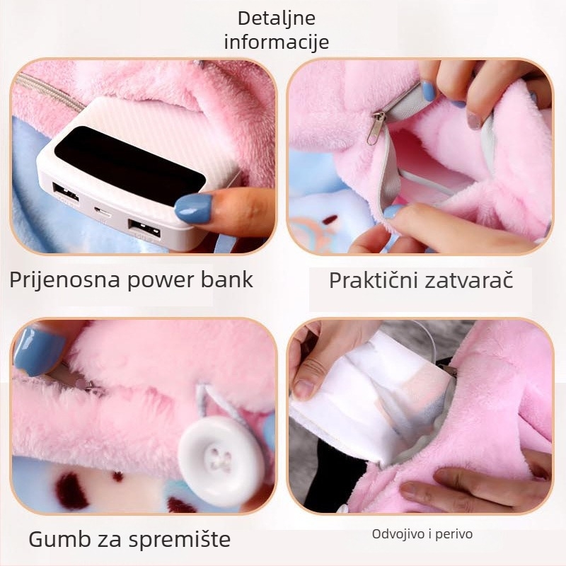 USB grijaće papuče – podesiva temperatura uz zaštitu od pregrijavanja, flanel kućne papuče, s odvojivim i perivim dizajnom