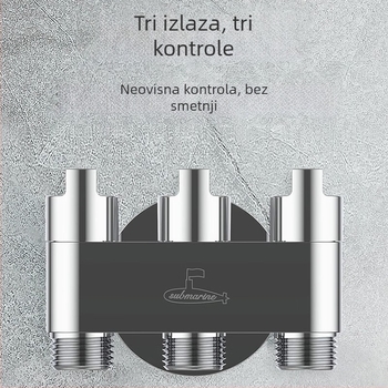 Mesingani kutni ventil s razvodnikom 1-3 za perilicu rublja, Submarine, moderan minimalistički stil, s pištolom za prskanje