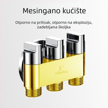 Mesingani kutni ventil s razvodnikom 1-3 za perilicu rublja, Submarine, moderan minimalistički stil, s pištolom za prskanje