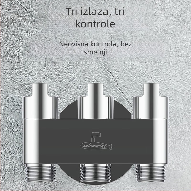 Mesingani kutni ventil s razvodnikom 1-3 za perilicu rublja, Submarine, moderan minimalistički stil, s pištolom za prskanje