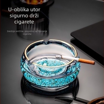 Pepeljara od kristalnog stakla, elegantan minimalistički dizajn, tisk loga dostupan, bez prilagodbe, pogodna za dom i ured