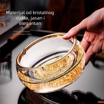 Pepeljara od kristalnog stakla, elegantan minimalistički dizajn, tisk loga dostupan, bez prilagodbe, pogodna za dom i ured