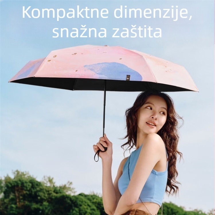 Petlameni sklopivi sunčani kišobran s UV zaštitom UPF >40, 190T platno, aluminijska središnja šipka