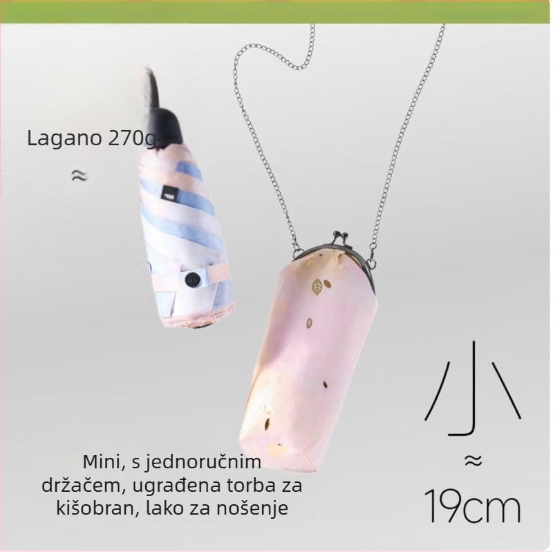 Petlameni sklopivi sunčani kišobran s UV zaštitom UPF >40, 190T platno, aluminijska središnja šipka