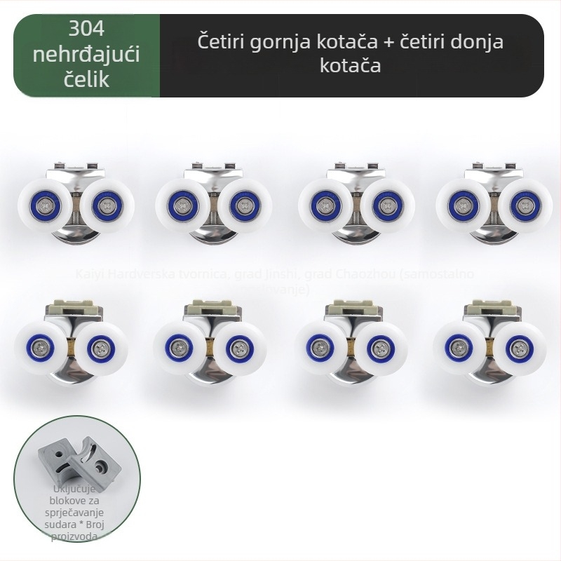 Rola za klizna vrata tuš-kabine, materijal: nehrđajući čelik i bakar, model: Bouncing wheel, nosivost 200 kg