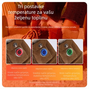 Ženske USB napajane grijane papuče, umjetni PU gornji dio i gumena potplata, bez pete — Hyhpsyj