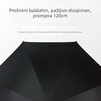 Golf kišobran za sunčano i kišovito vrijeme, duga drška, otporan na vjetar, 210T tkanina, 8 aluminijskih rebara, ispis logotipa