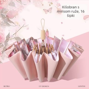 Suncobran s 16 rebara, UV zaštita UPF50+, ručno otvaranje i zatvaranje, poliester tkanina, željezna rebra