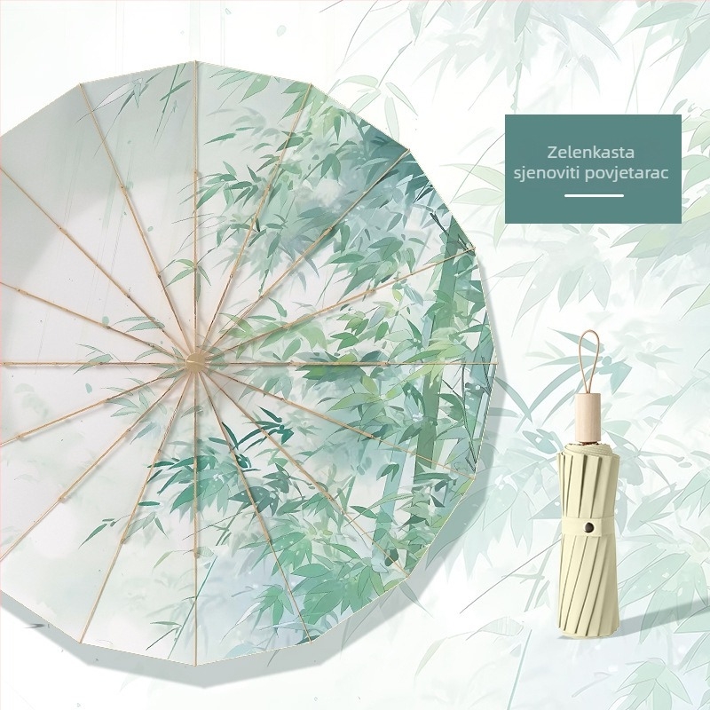 Suncobran s 16 rebara, UV zaštita UPF50+, ručno otvaranje i zatvaranje, poliester tkanina, željezna rebra