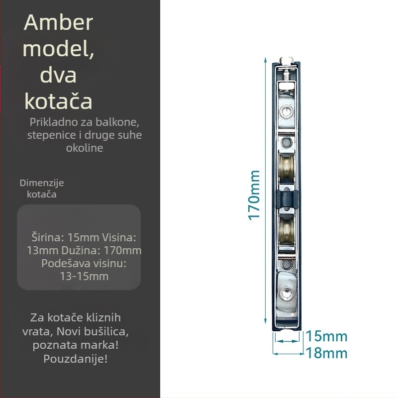 Hardver za klizna vrata od aluminijske legure, podzemna šina s kolom, ležaj od nehrđajućeg čelika, vodootporno i tiho