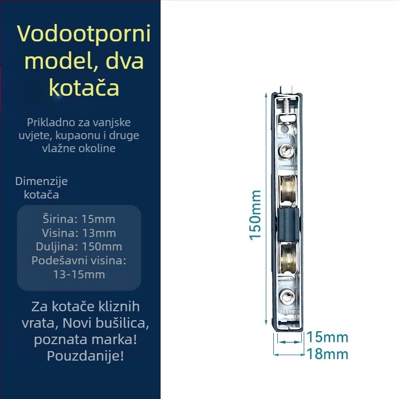 Hardver za klizna vrata od aluminijske legure, podzemna šina s kolom, ležaj od nehrđajućeg čelika, vodootporno i tiho
