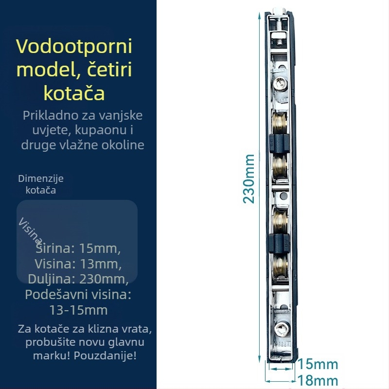 Hardver za klizna vrata od aluminijske legure, podzemna šina s kolom, ležaj od nehrđajućeg čelika, vodootporno i tiho