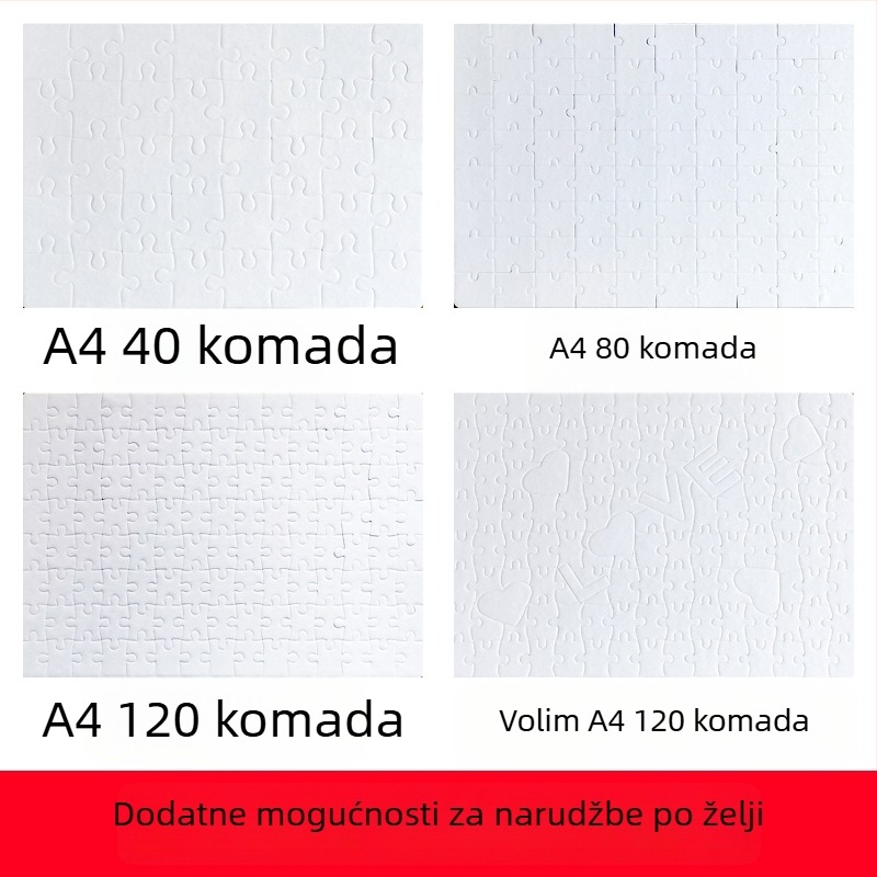 Puzzle za prijenos topline s perl završetkom, prazna slika, DIY-prijateljski, 120 komada, papir
