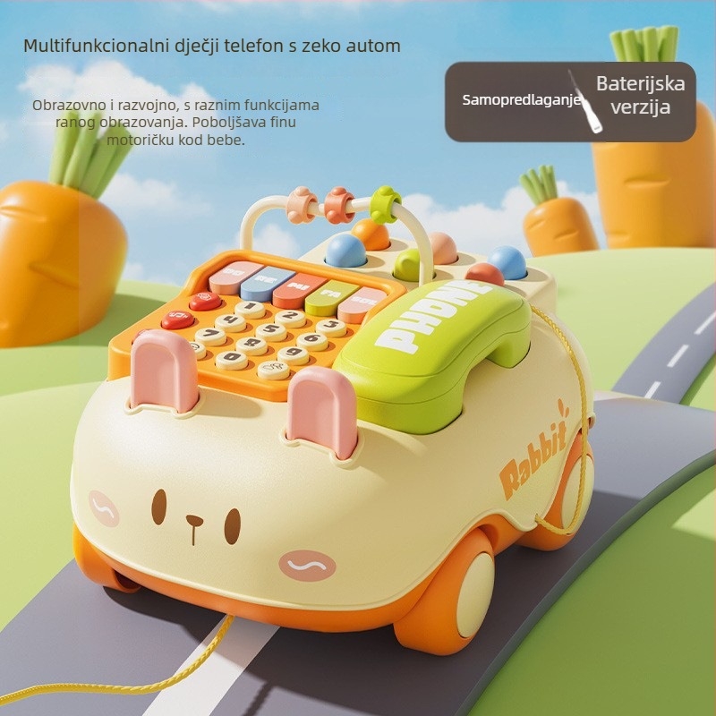 Dječja automobilska višefunkcionalna igračka s imitacijom telefona, s glazbom i pričama (Materijal: plastika; Napajanje: obične baterije; Dobna skupina: 4–6 godina; Funkcije: glazba/zvučni efekti)