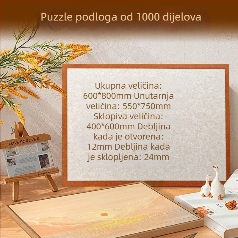 Trojdimenzionalna ploča za slaganje puzzla s filcovom površinom, sklopiva, 1000 dijelova, od poliesterskih vlakana, višefunkcionalna