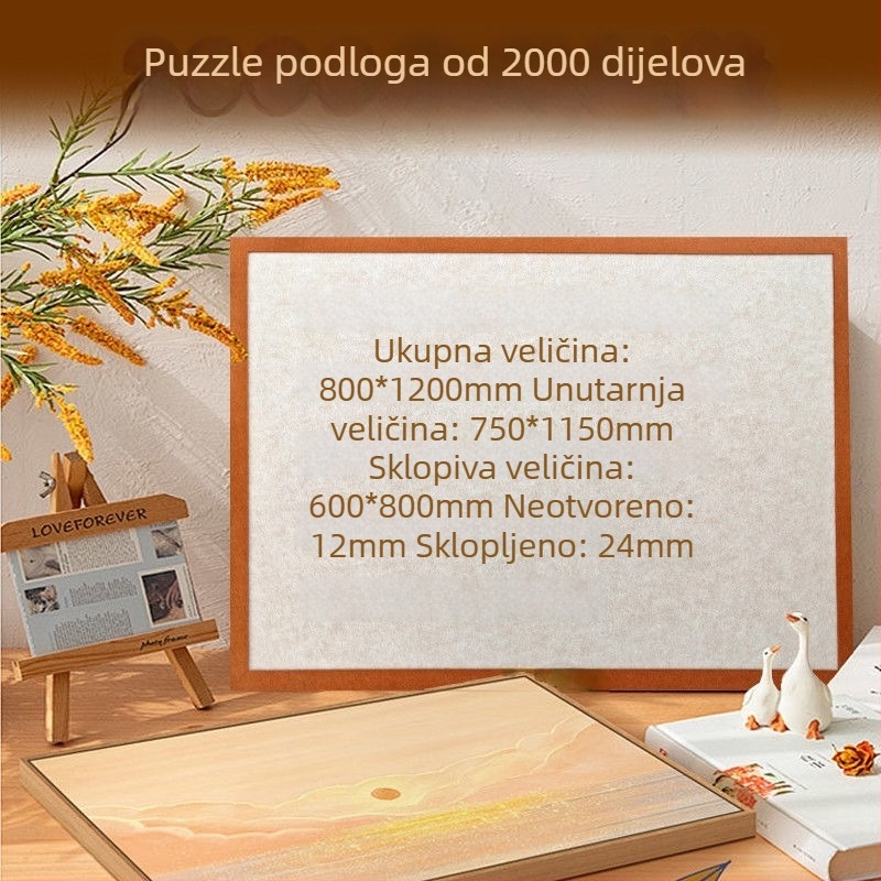 Trojdimenzionalna ploča za slaganje puzzla s filcovom površinom, sklopiva, 1000 dijelova, od poliesterskih vlakana, višefunkcionalna
