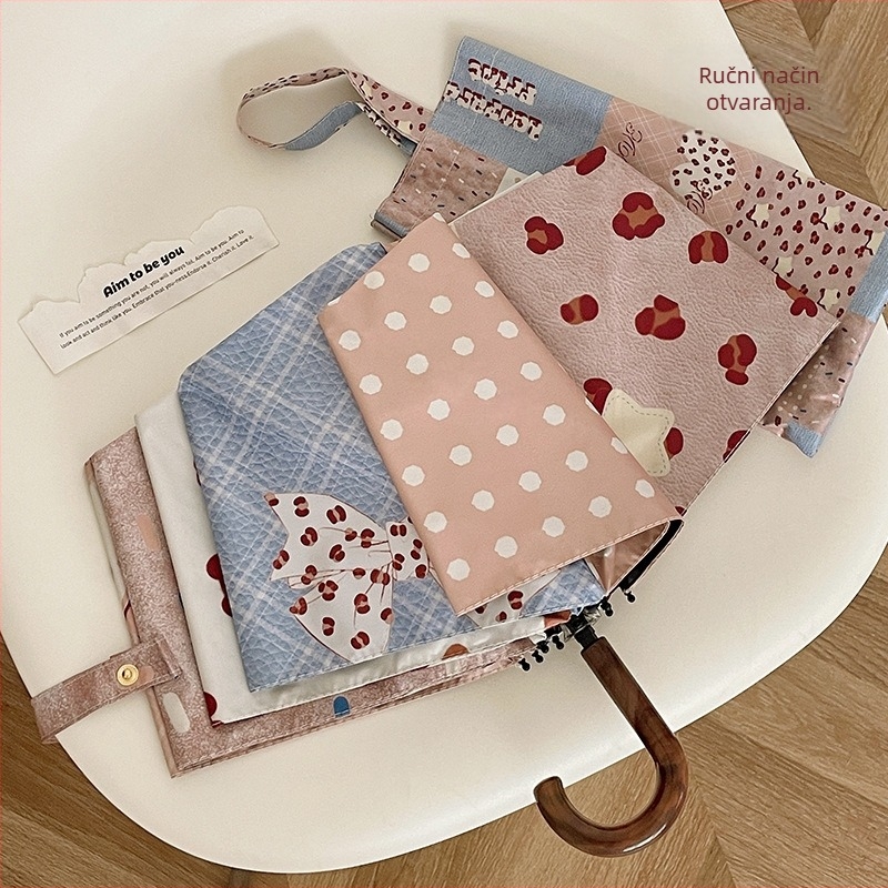 Puzzle‑oblik sklopivi kišobran s kukom, za sunce i kišu (UPF 30+, tkanina 190T, vlaknaste rebra, željezna šipka, ručno otvaranje/zatvaranje)