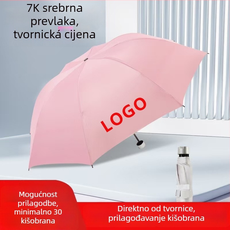 6-rebrasti sklopivi kišobran s ručnim otvaranjem i zatvaranjem, 190T tkanina, UPF 40+, čelična osovina