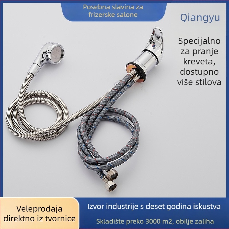 Ventil za miješanje za tuš i masažnu kadu za frizerski salon, keramičko jezgro ventila, cinkova legura, model 8, kromirani premaz, podizni način otvaranja, prilagodljivo