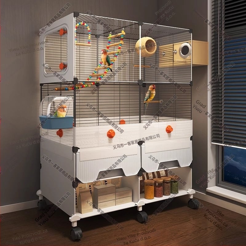 Kavez za papige, metalna konstrukcija, otporan na prskanje, za ptice, luksuzni dizajn vila stila