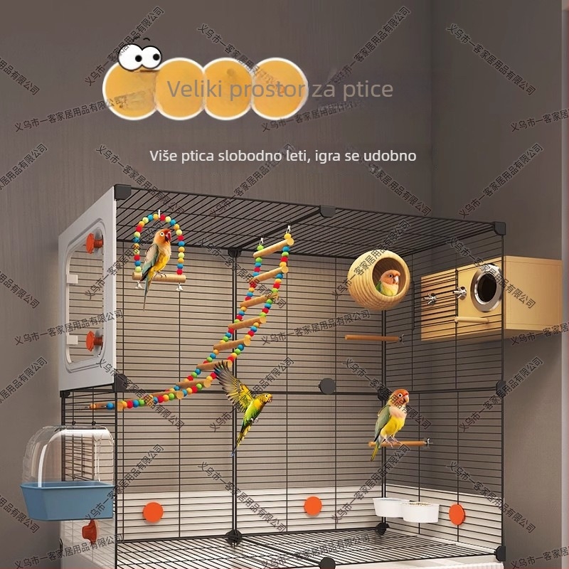 Kavez za papige, metalna konstrukcija, otporan na prskanje, za ptice, luksuzni dizajn vila stila